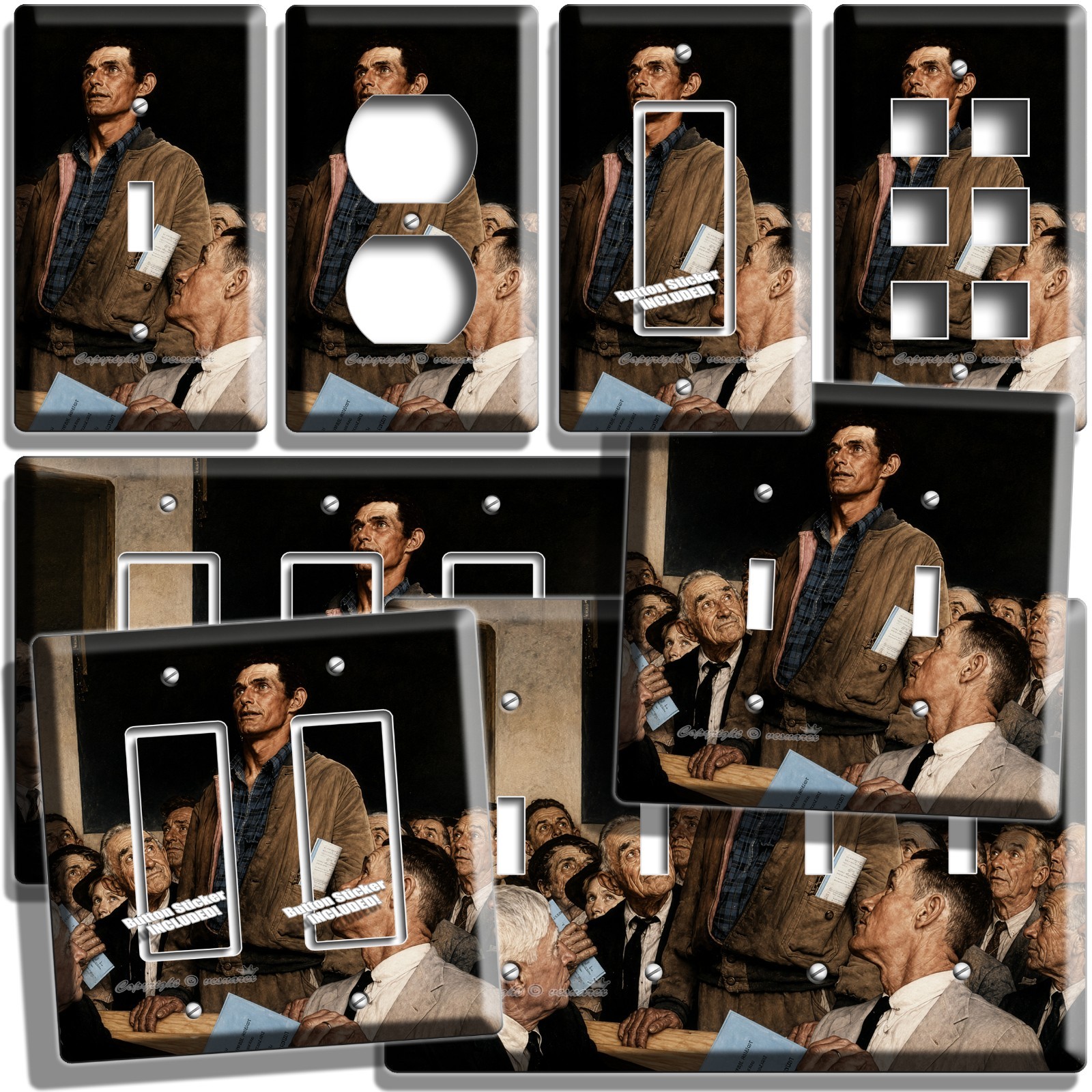 NORMAN ROCKWELL INSP FOUR FREEDOM OF SPEECH LIGHT SWITCH OUTLET WALL PLATE ART