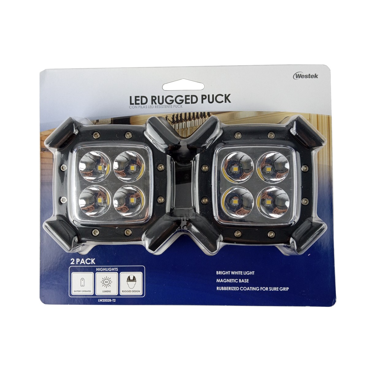 2pk Wireless LED Puck Light Magnetic Battery for Safe Gun Cabinet