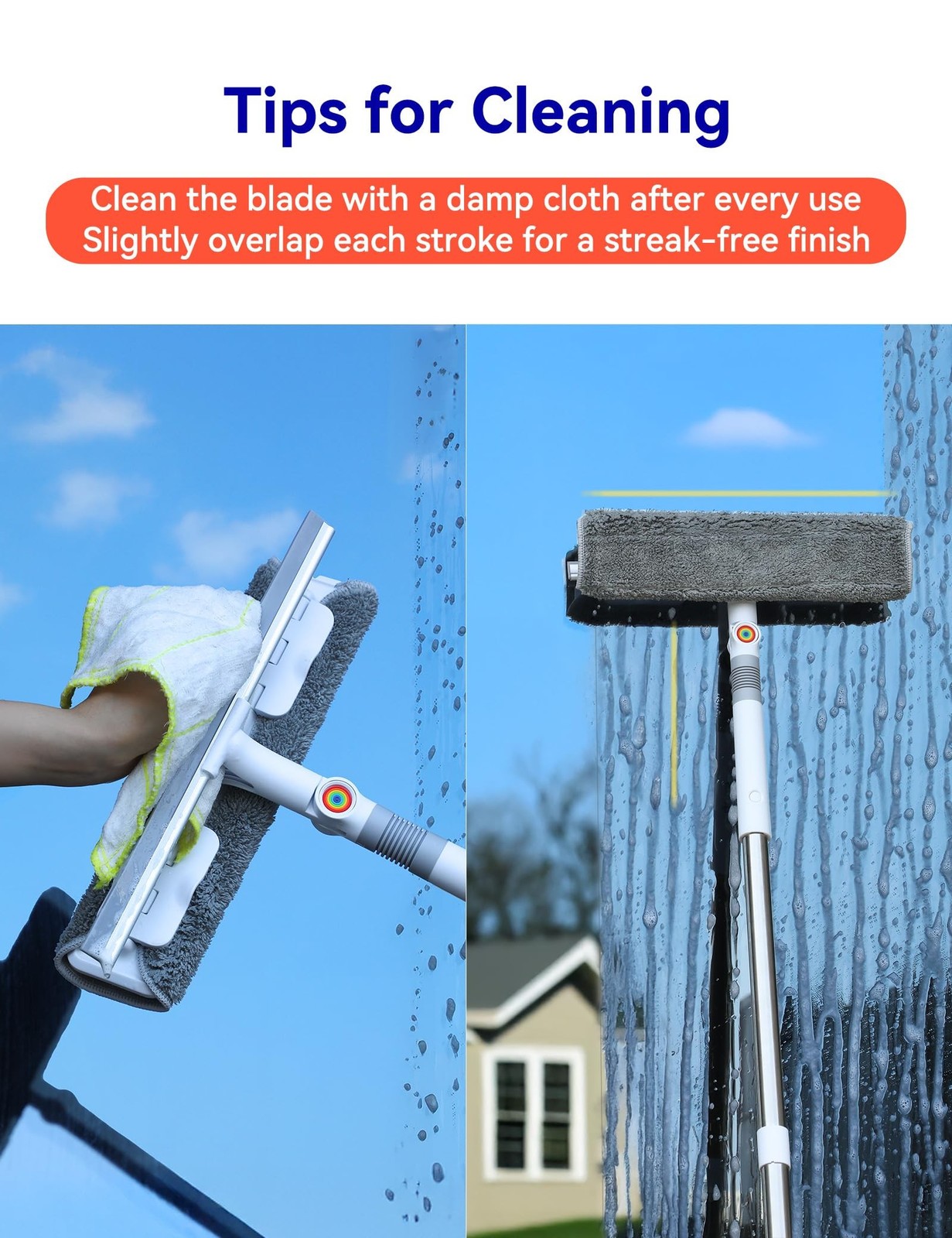 CTIME 80" Window Washing Kit with Extension Pole : Professional Window Cleane...