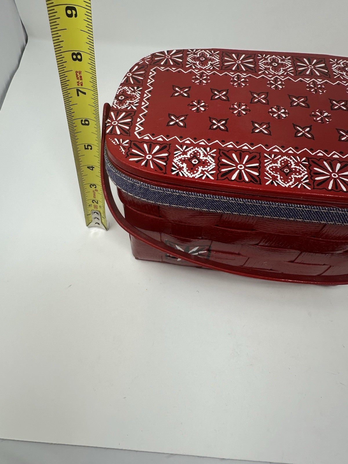 Handmade & Signed Small Basket Bandana Red
