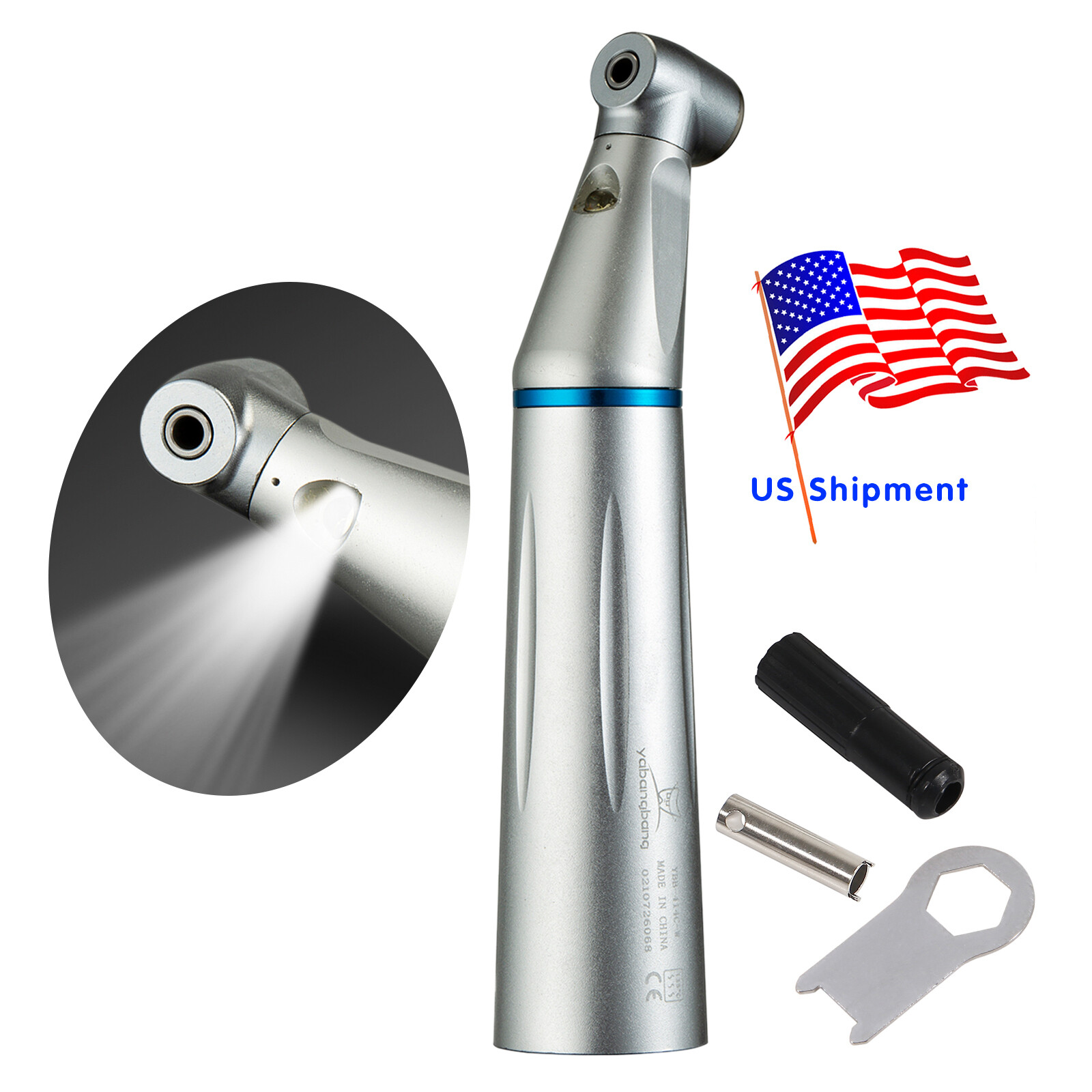 Dental Low Speed LED E-generator Push Contra Angle Handpiece Internal Water YB