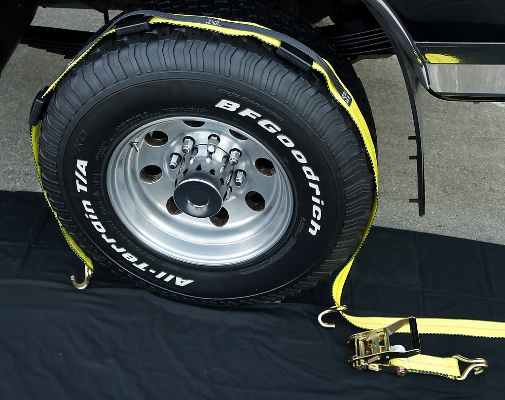 1 Over The Tire Car Hauler Truck Stacker Trailer Auto Tie Down Ratchet Strap 3WH
