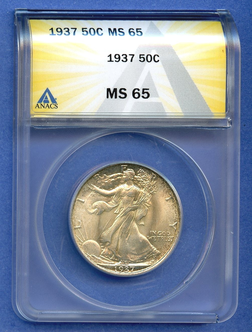 1937 P ANACS MS65 Walking Liberty 50c Half Dollar Silver US Mint Coin