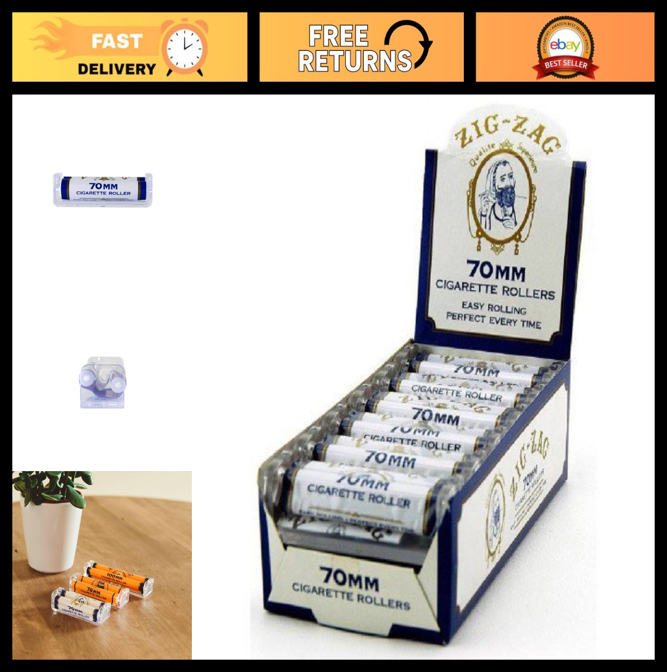 70MM Cigarette Rolling Machine - Pack of 12 - Easy to Use, Portable, Durable