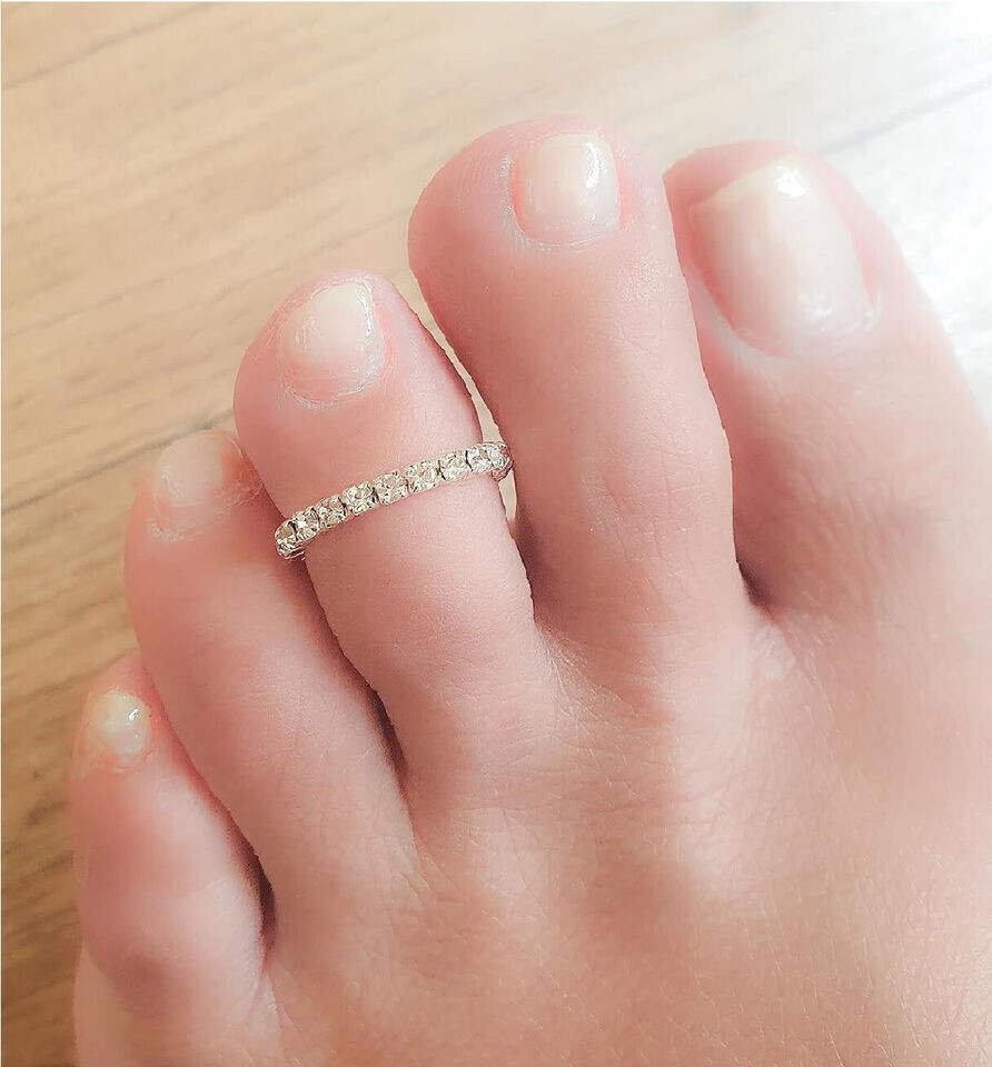 Toe Ring White Crystal Rhinestones, Stretchy