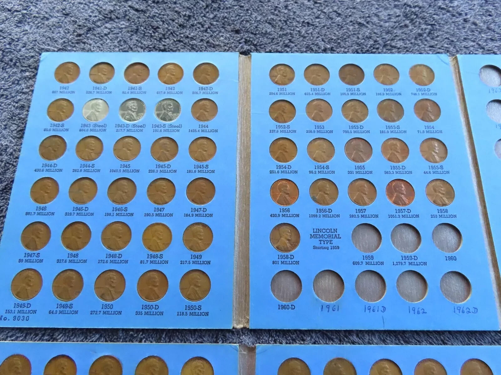 Complete Lincoln Wheat Cent Collection In Folder 1941 - 1958 P D S Set
