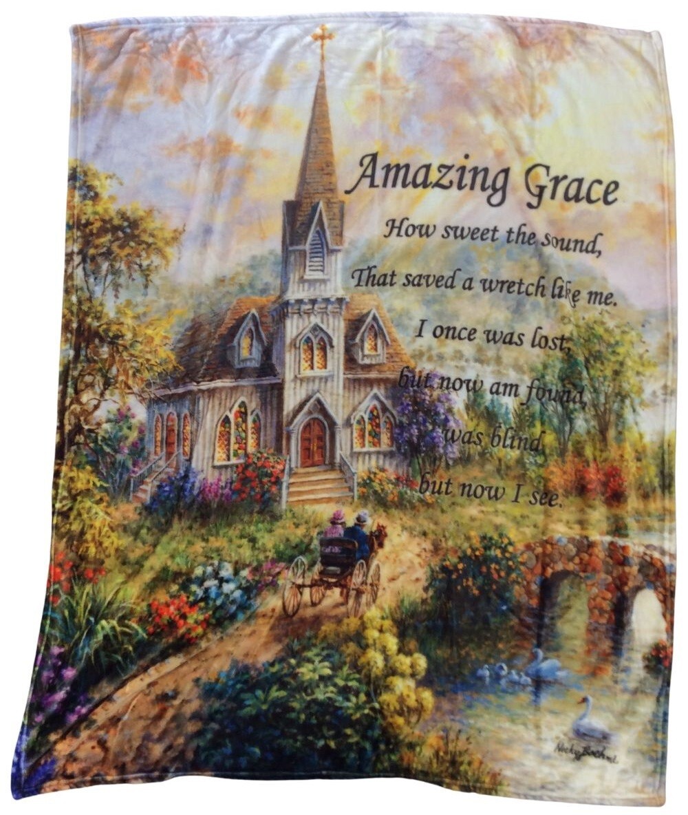 Amazing Grace Inspirational Plush Throw Blanket 50"x60"