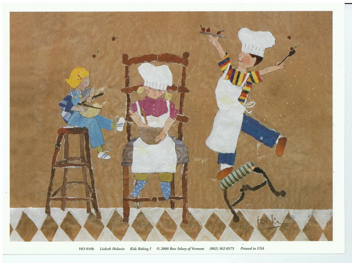 (5.5 x 7.5) Art Print HO010B Lisbeth Holstein Kids Baking 1