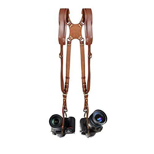 Double Camera Harness, Adjustable Camera Straps for Brown(dual Camera Strap）