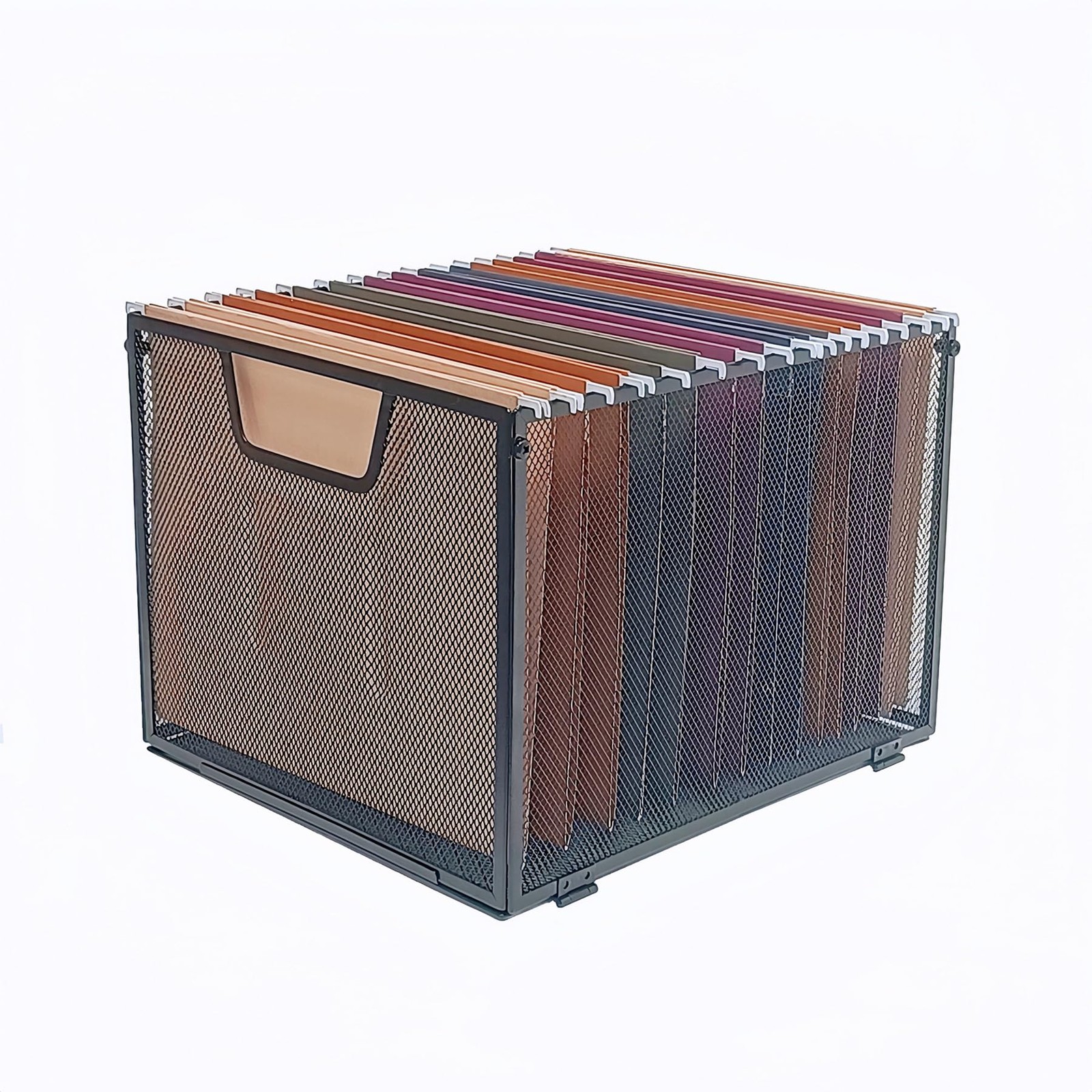 Black 13.8x12x10 Inch Metal Mesh Hanging Organizer Office Crate Storage Box