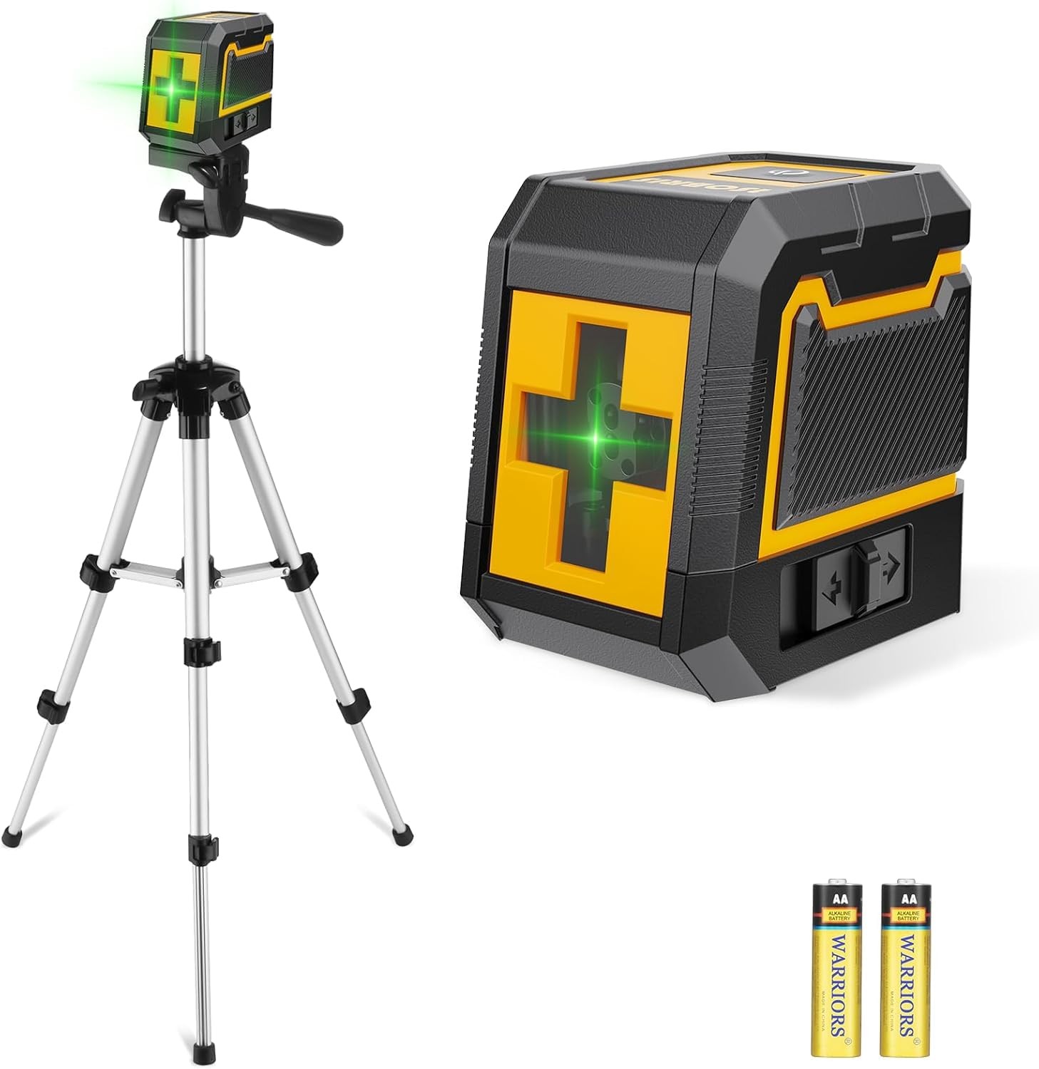 ASOBRIS Laser-Level-with-Tripod, Green Cross Standard, 2 Line Laser