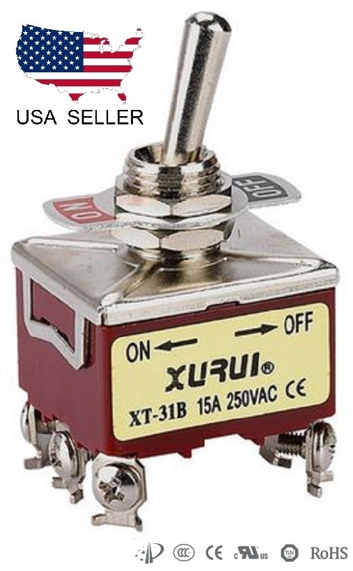 HEAVY DUTY 3PST ON-OFF TOGGLE SWITCH 20A 125V, 15A 250V SCREW TERMINALS (31B)