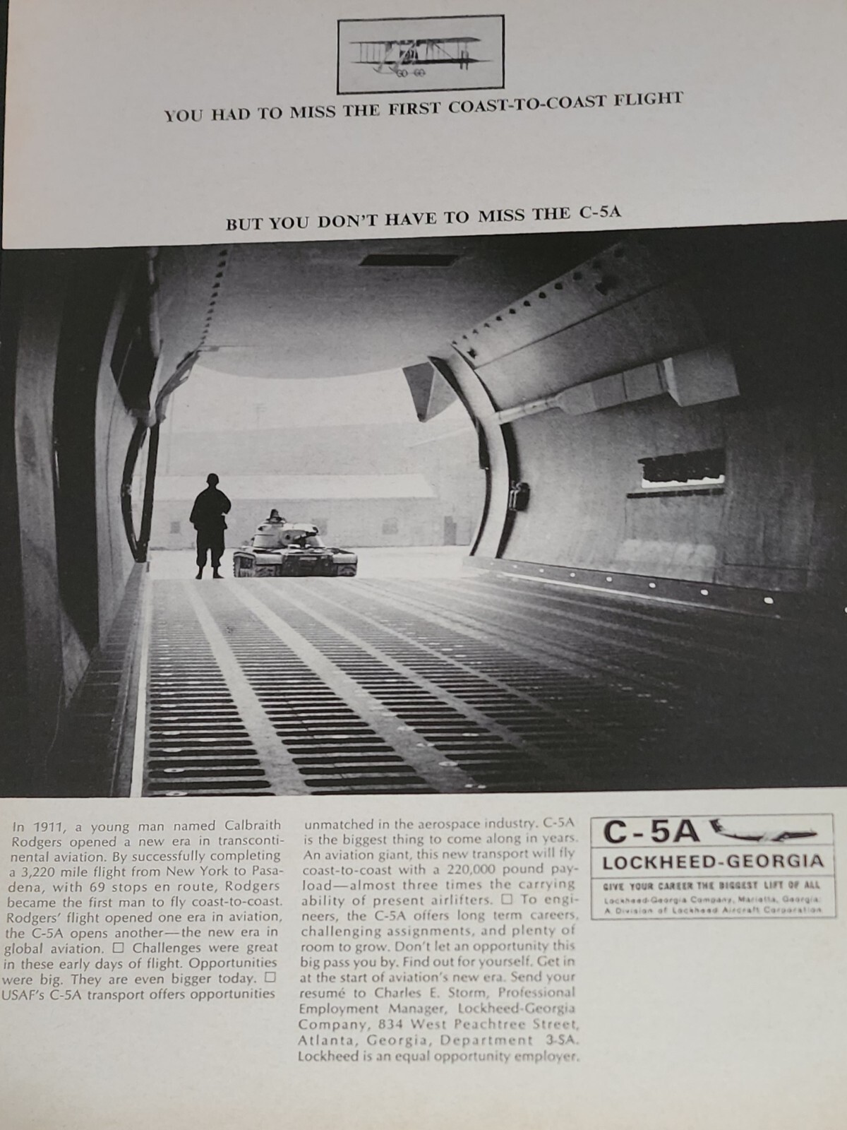 Lockheed C-5 C 5 Aircraft Galaxy Transport Magazine Ad Vtg Picture Wall Art