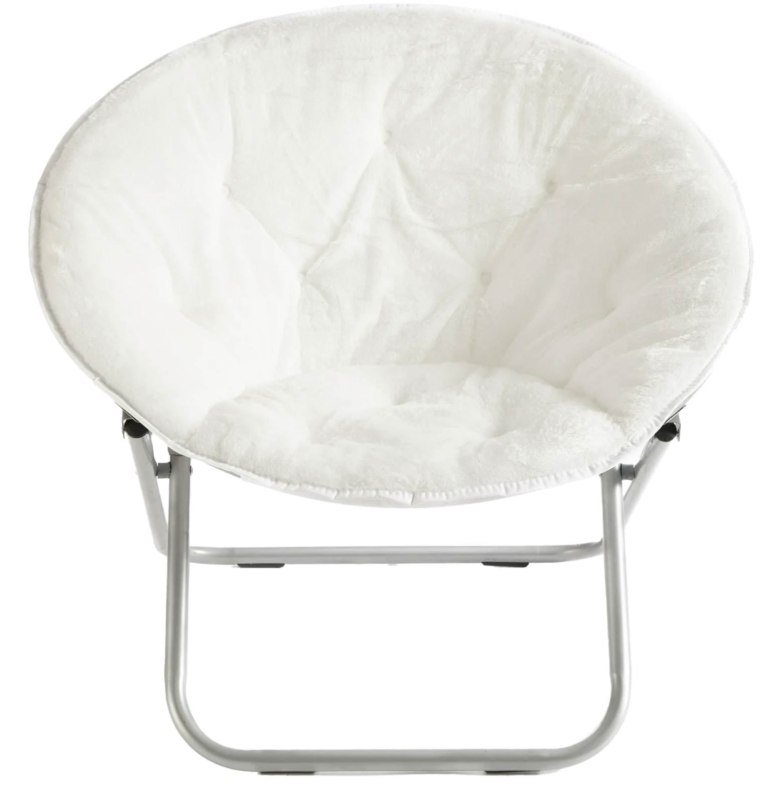 Large Super Soft Microsuede 30" Saucer Chair, Kids and Adults, White