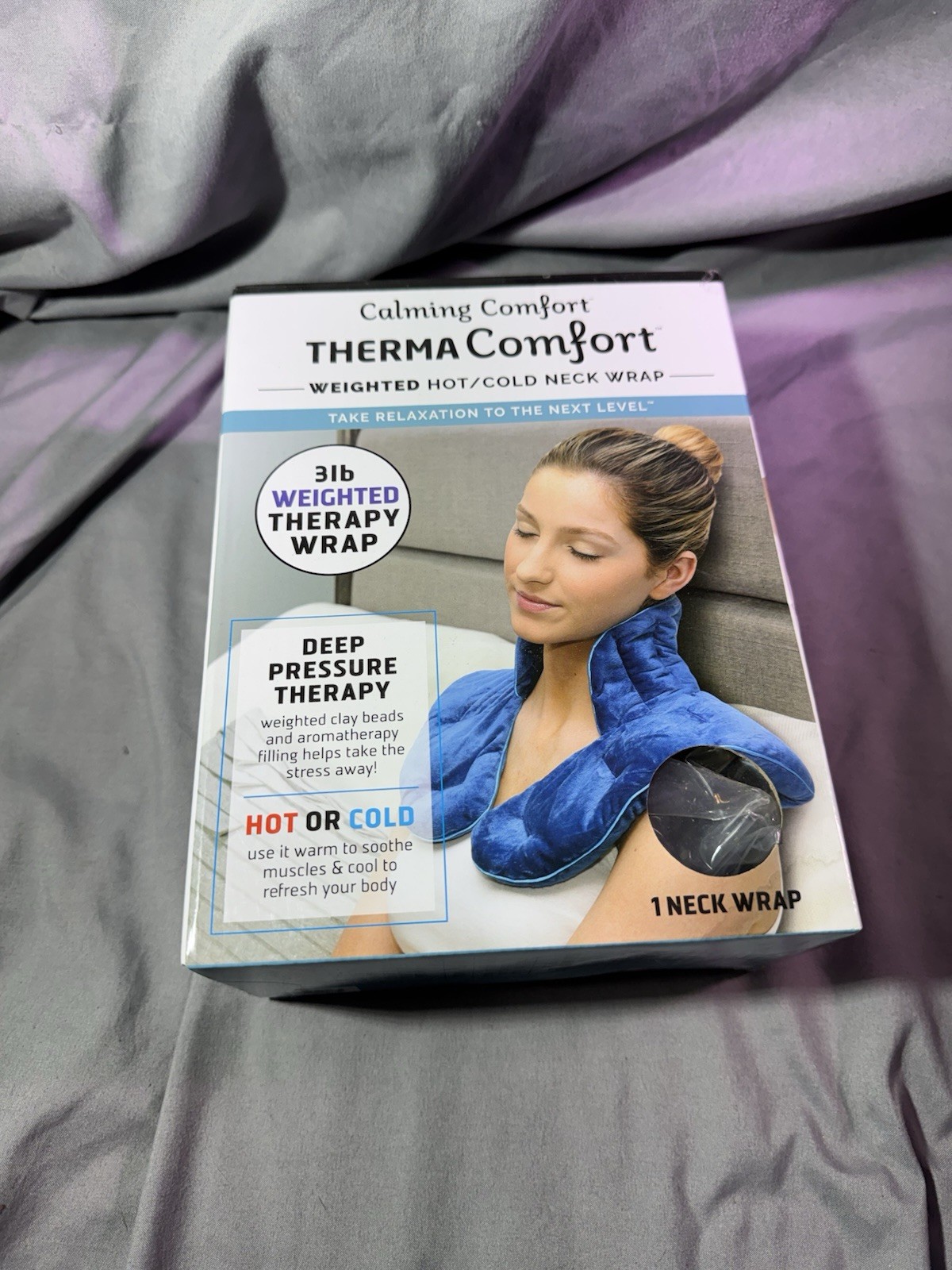 Calming Comfort ThermaComfort Weighted Hot Cold Neck Wrap 3 lb Blue