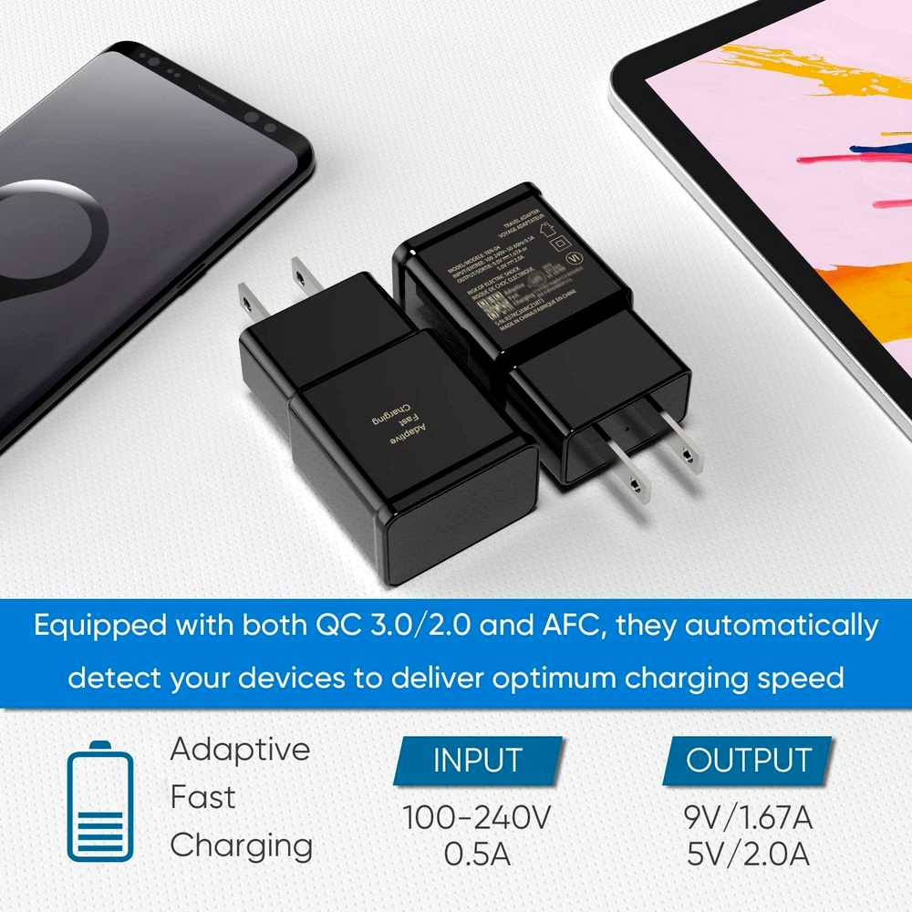 2x Fast Charging Block USB Adaptive Fast Charger Box Android Cell Phone Tablet