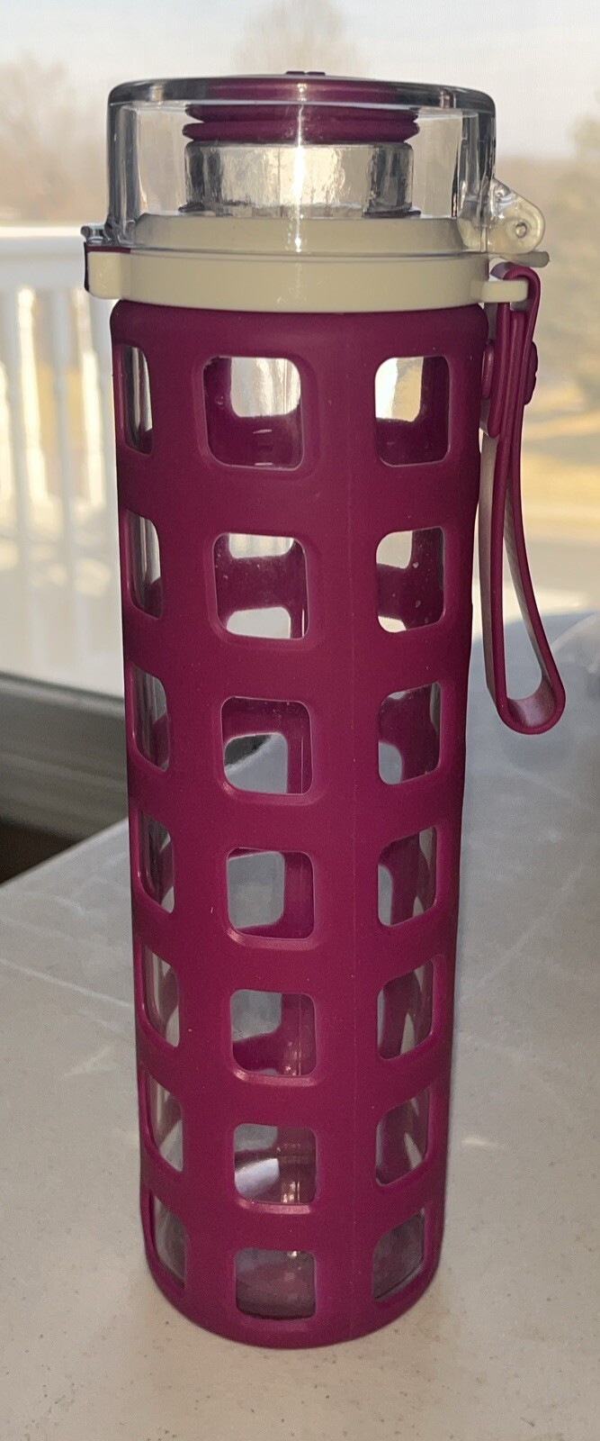 Ello Syndicate Water Bottle, 20 Oz, Fuschia Pink Glass Eco Friendly