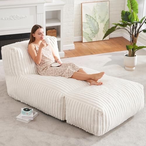 Big Bean Bag Lounger Chairs Large Beanbag Chair for Adults Bean Bag Sofa White