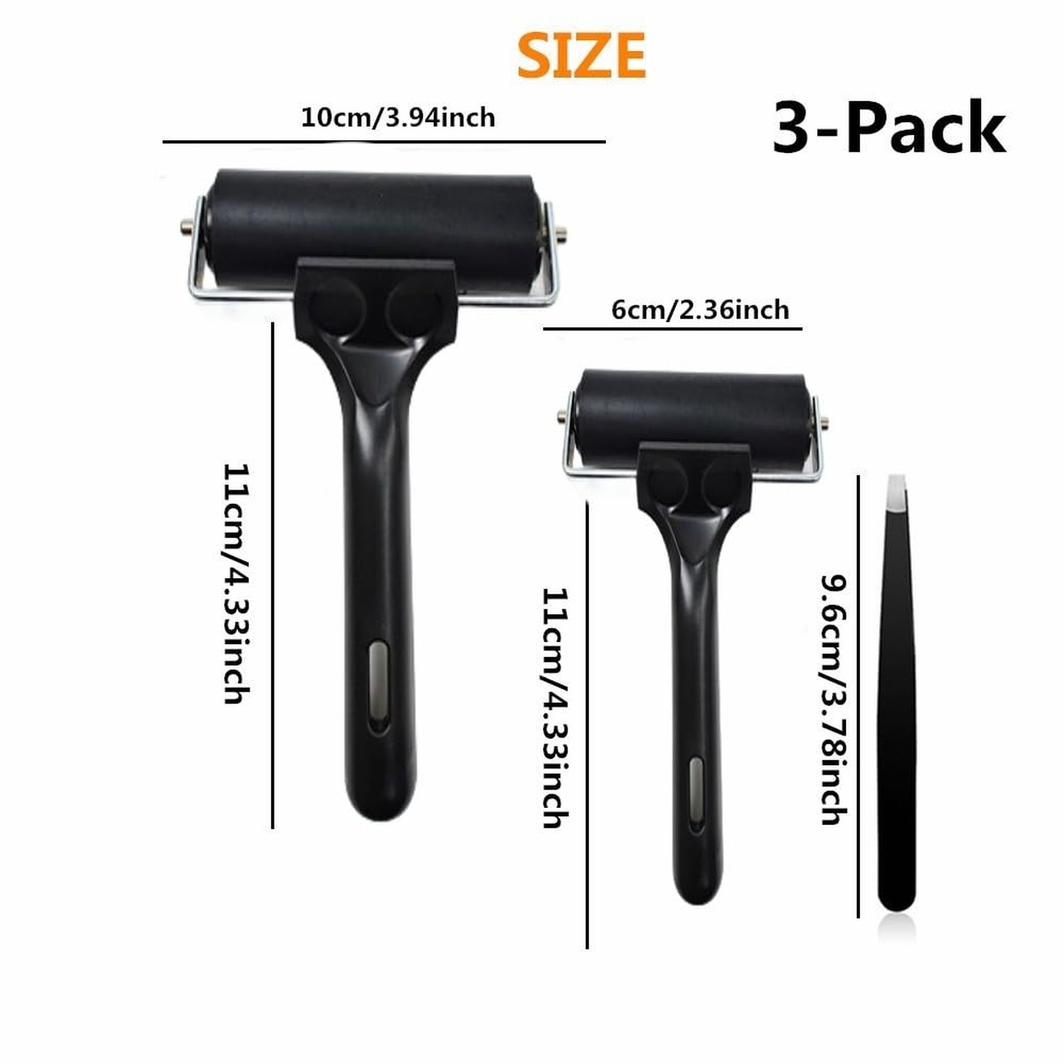 3 Pack Rubber Brayer Roller,Hard Rubber Brayer Rollers for Printmaking Ink Pa...