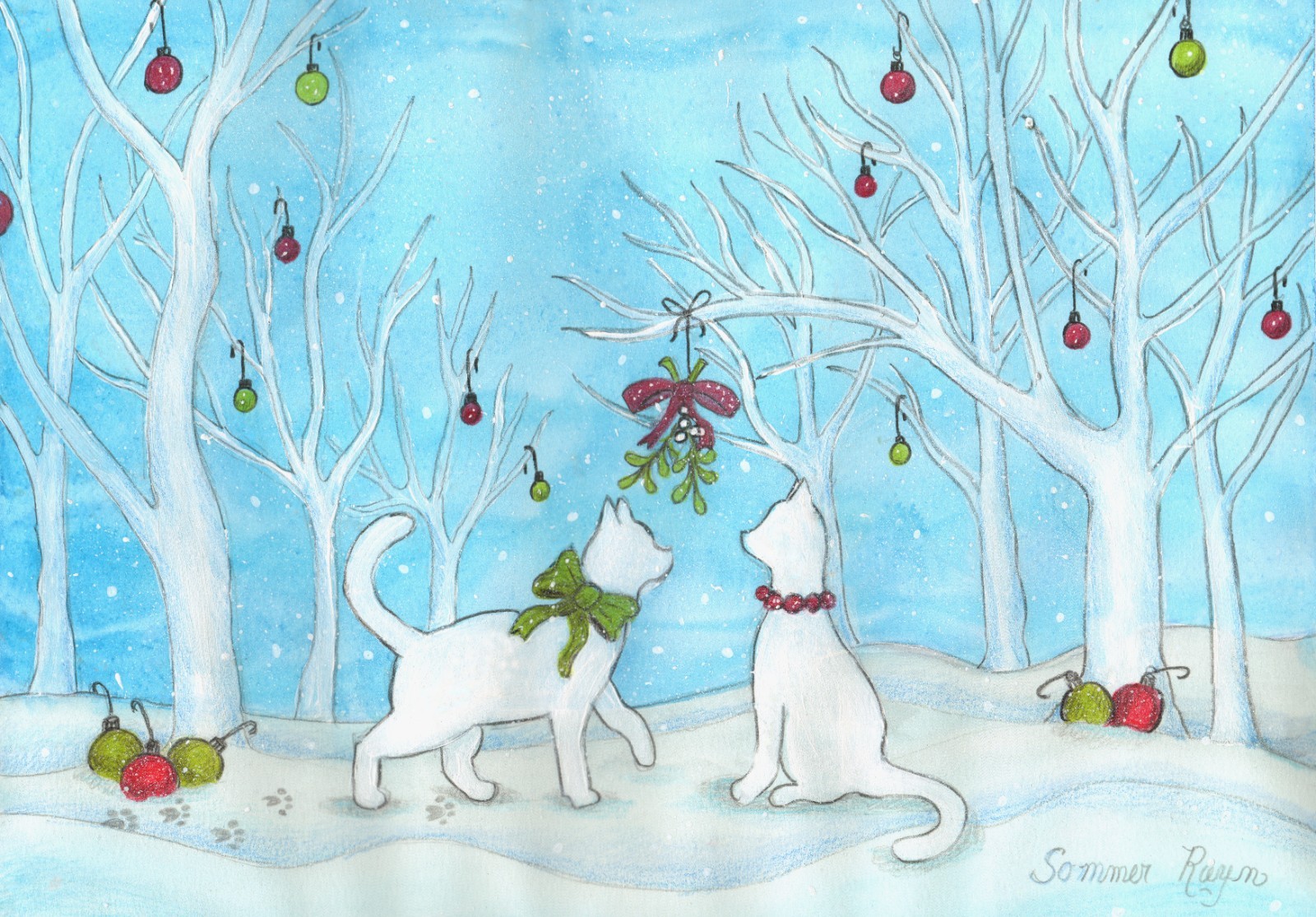 Winter White Christmas cards in the woods celebrating Christmas, notecard #584