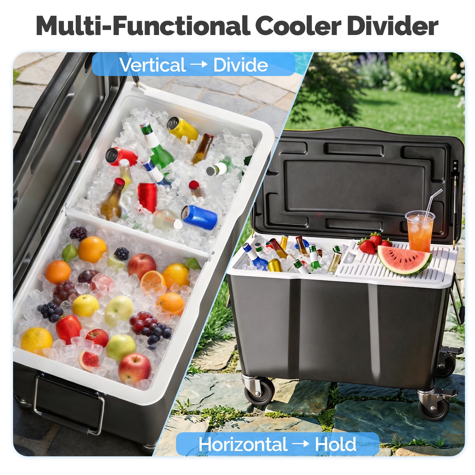 Rolling Ice Chest 100QT, Cooler Cart with Wheels, Handle for Outdoor Patio Party