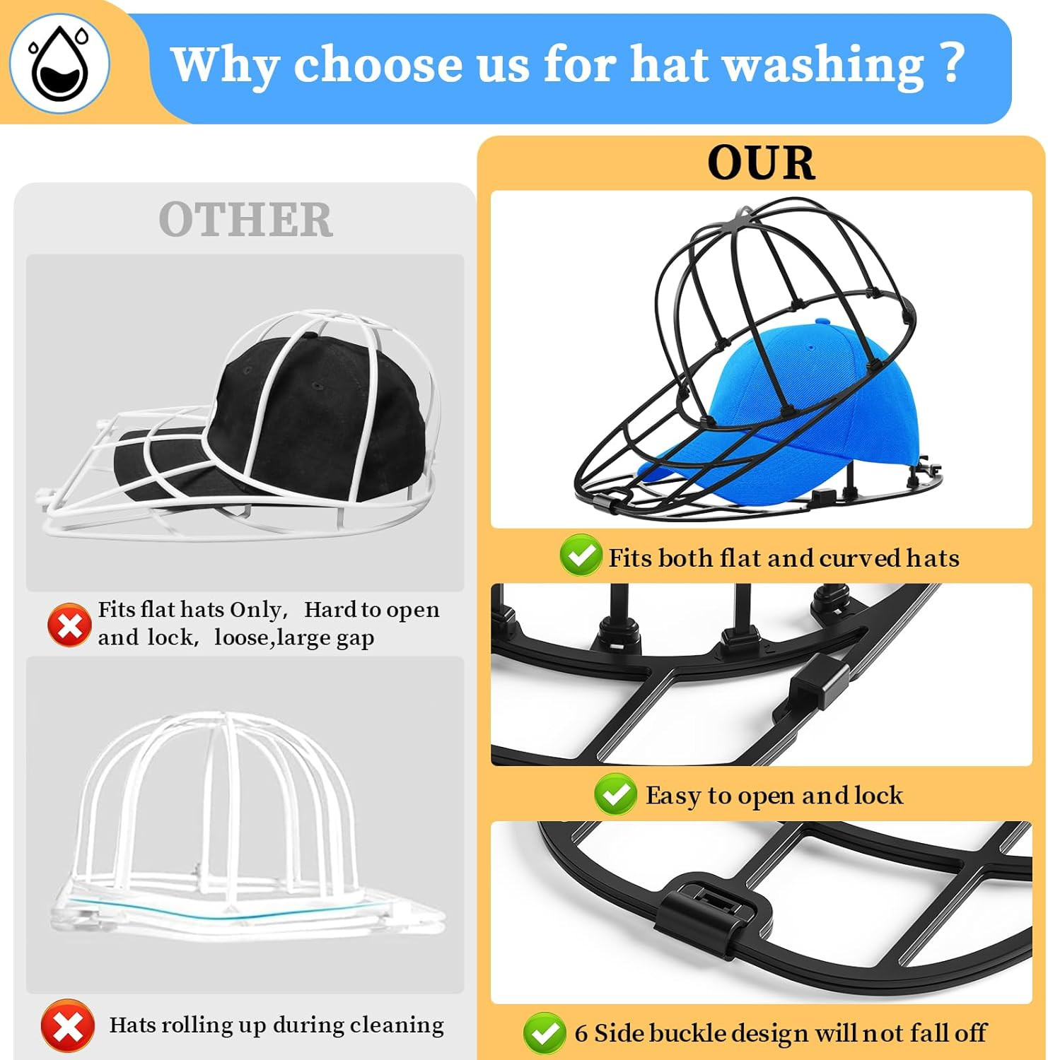 Eiito Hat Washer for Washing Machine - Cleaner for Baseball Caps, Say Goodbye to
