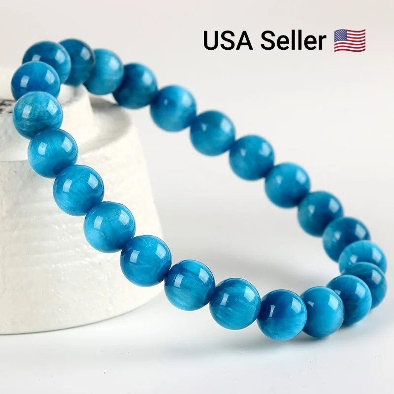 Charm Natural Stone Bracelet BLue Turquoise 8mm Beaded Bracelets Handmade Bangle