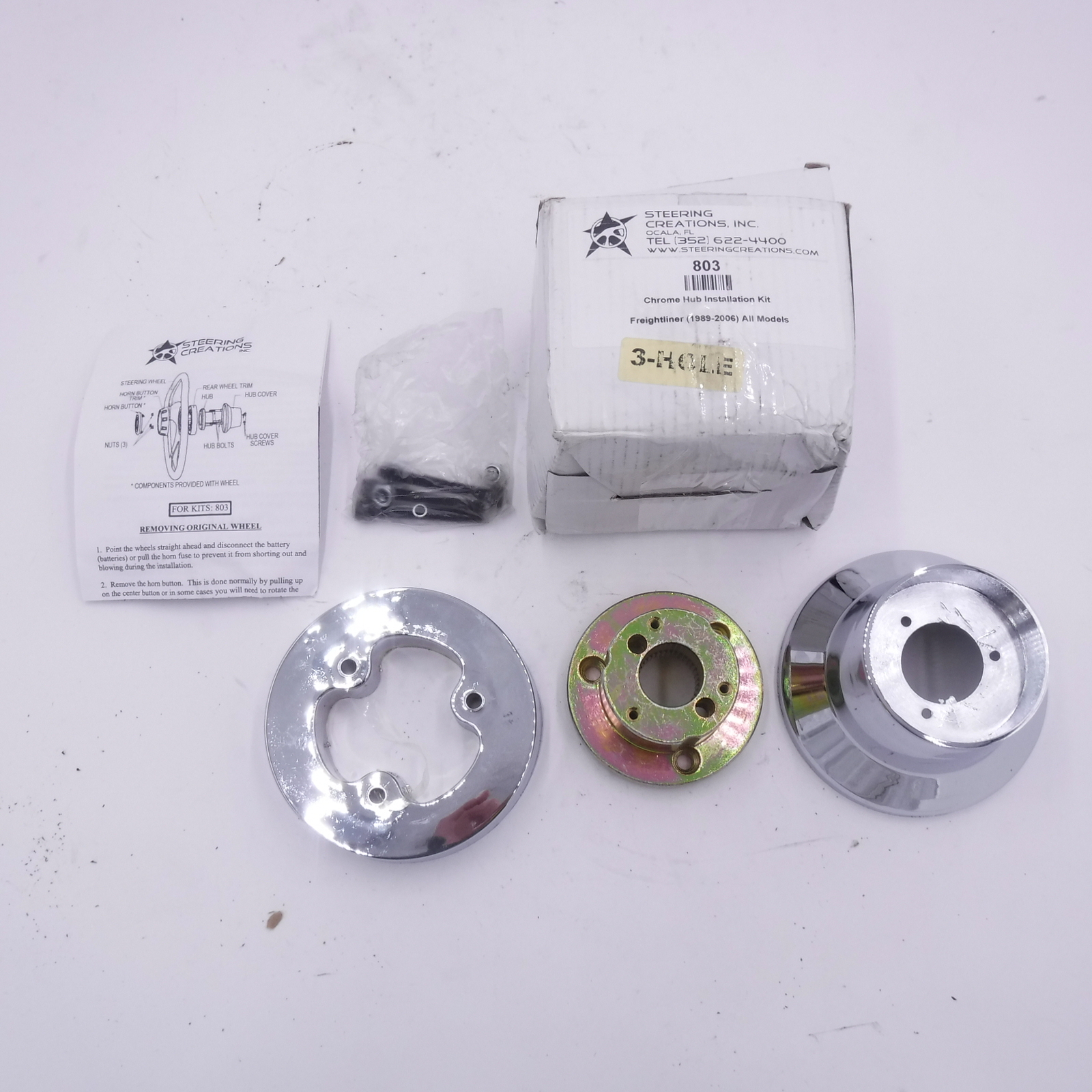 Steering Creations 803 Chrome Hub Installation Kit For 1989-2006 Freightliner
