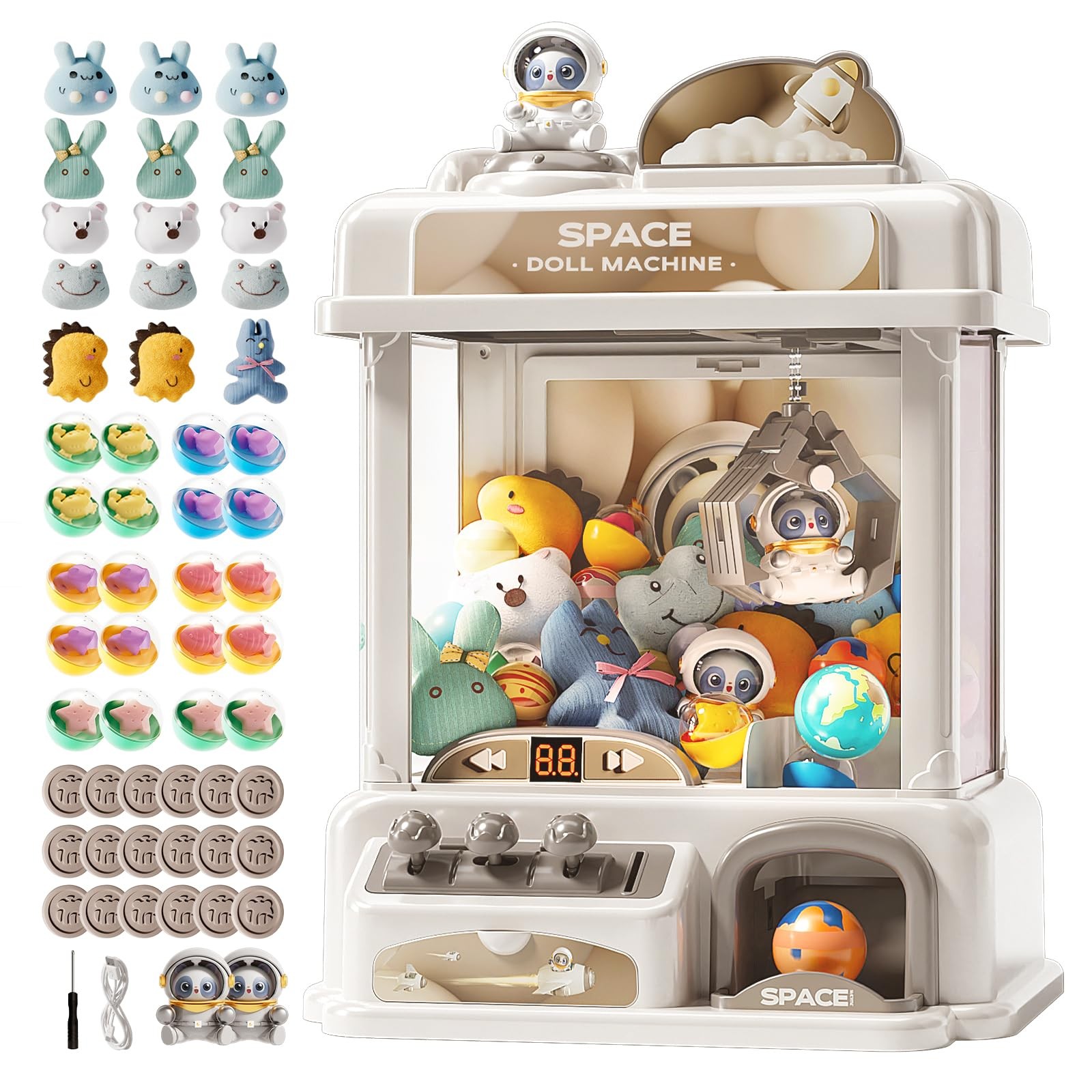 LFACHTER Large Claw Machine for Kids with Lights 14.76*11.22*9.25 inch, White