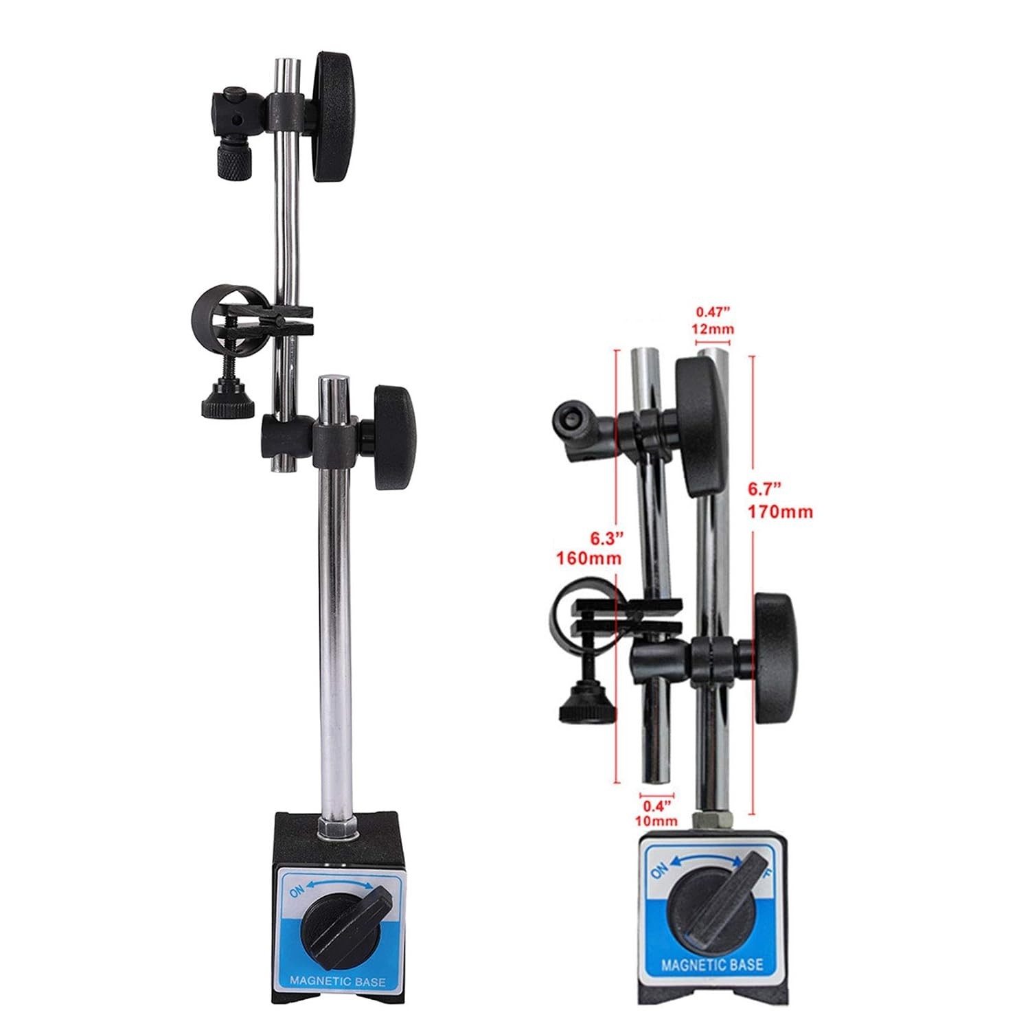 Dial Indicator with Magnetic Base Holder Fine Adjustable Long Arm 0-1" Magnet...