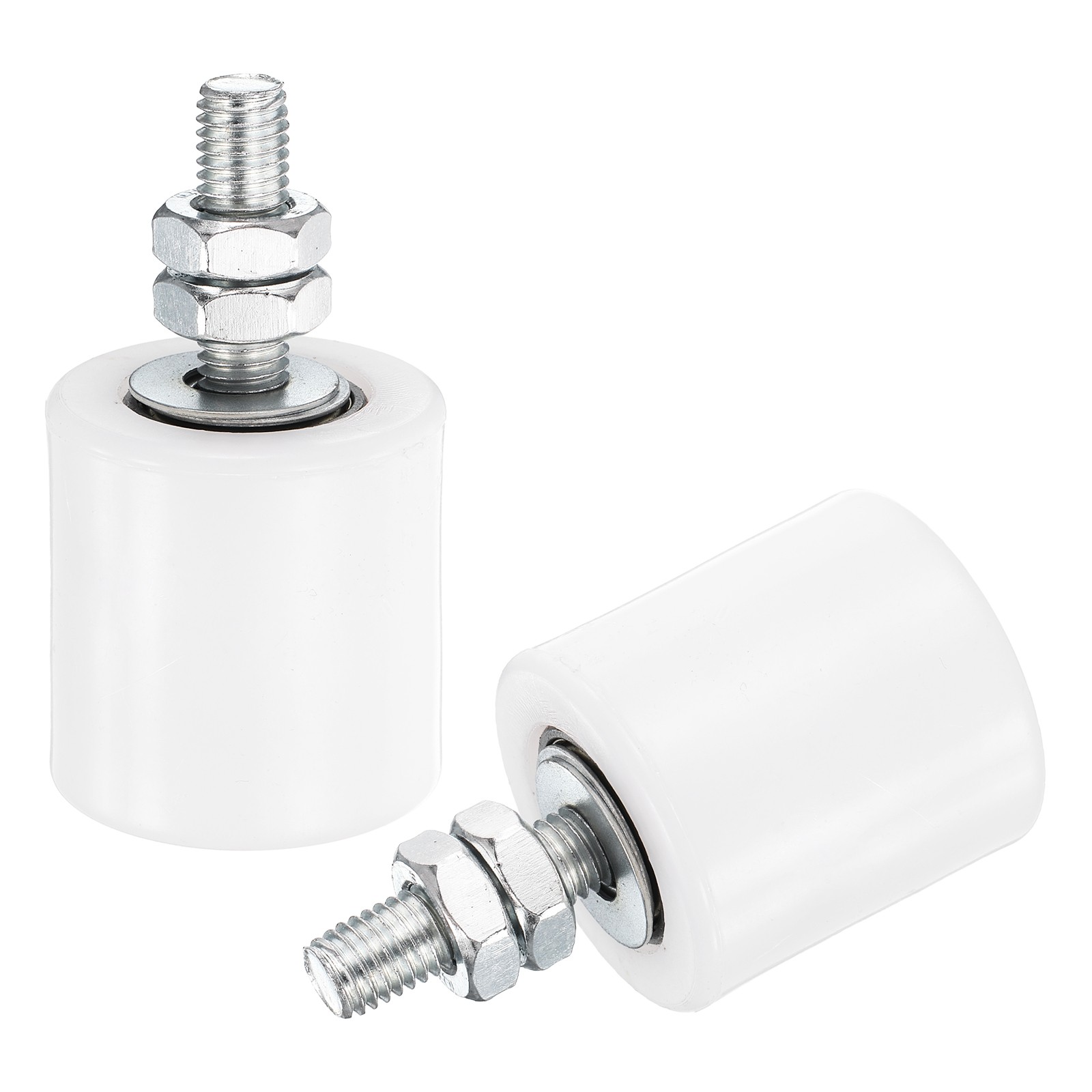 2Pcs Slide Gate Guide Roller 1.7" Nylon Sliding Gate Support Assembly, White