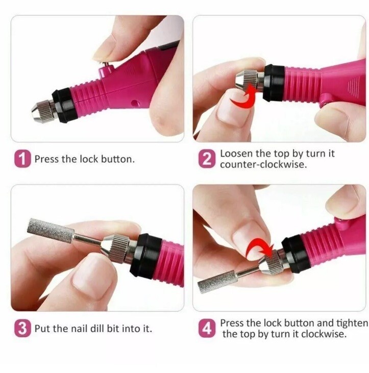 Electric DRILL NAIL File Acrylic 💅🏼🦶🏻Manicure Pedicure Portable Machine Kit