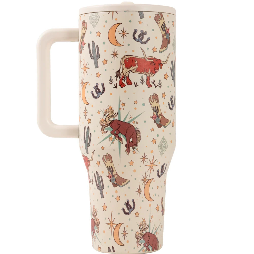 Hydro Jug Traveler 40 Oz Insulated Tumbler Rodeo Western Art Cup [NEW]