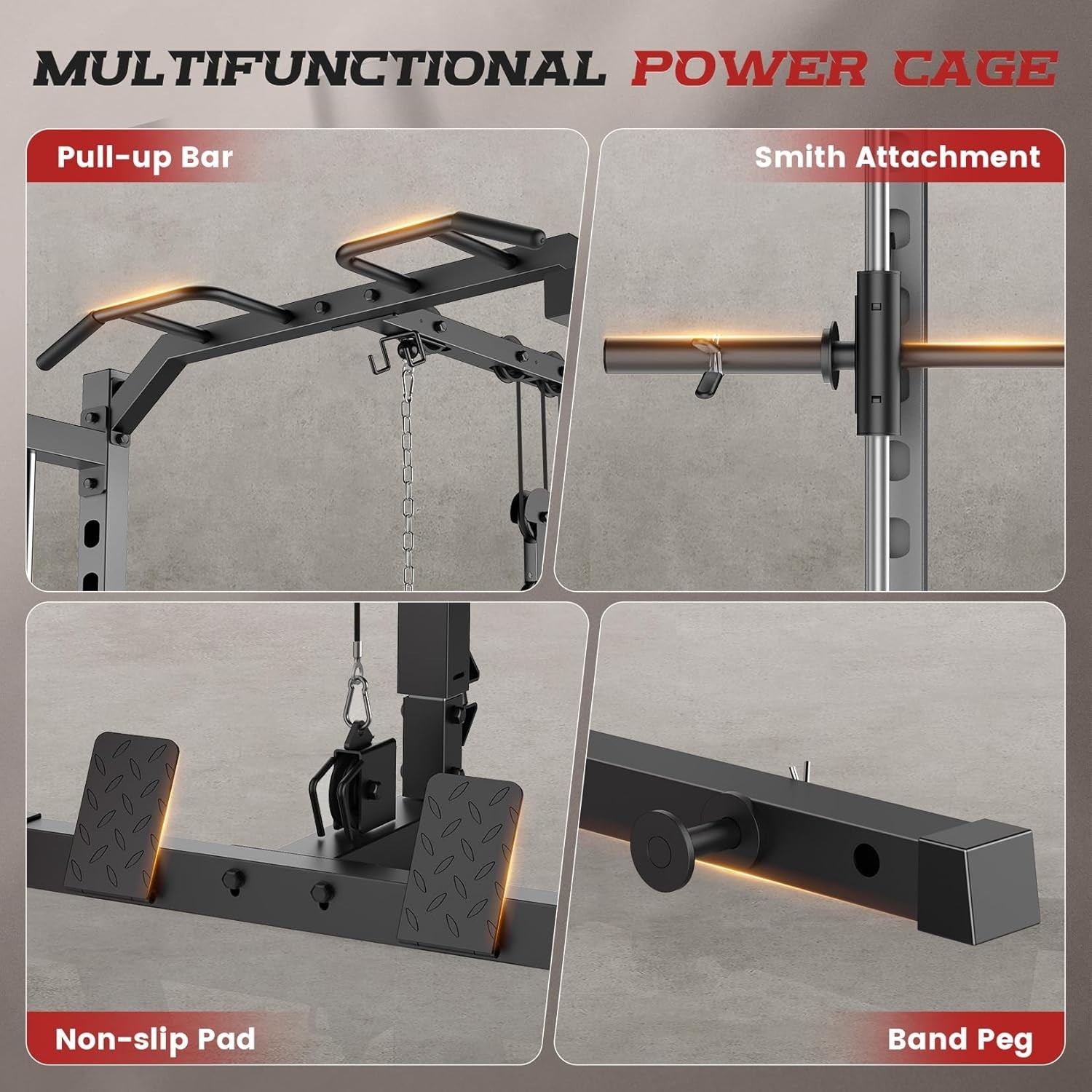 All in One Smith Machine Multi-Functional Power Rack with LAT-Pull Down System🔥