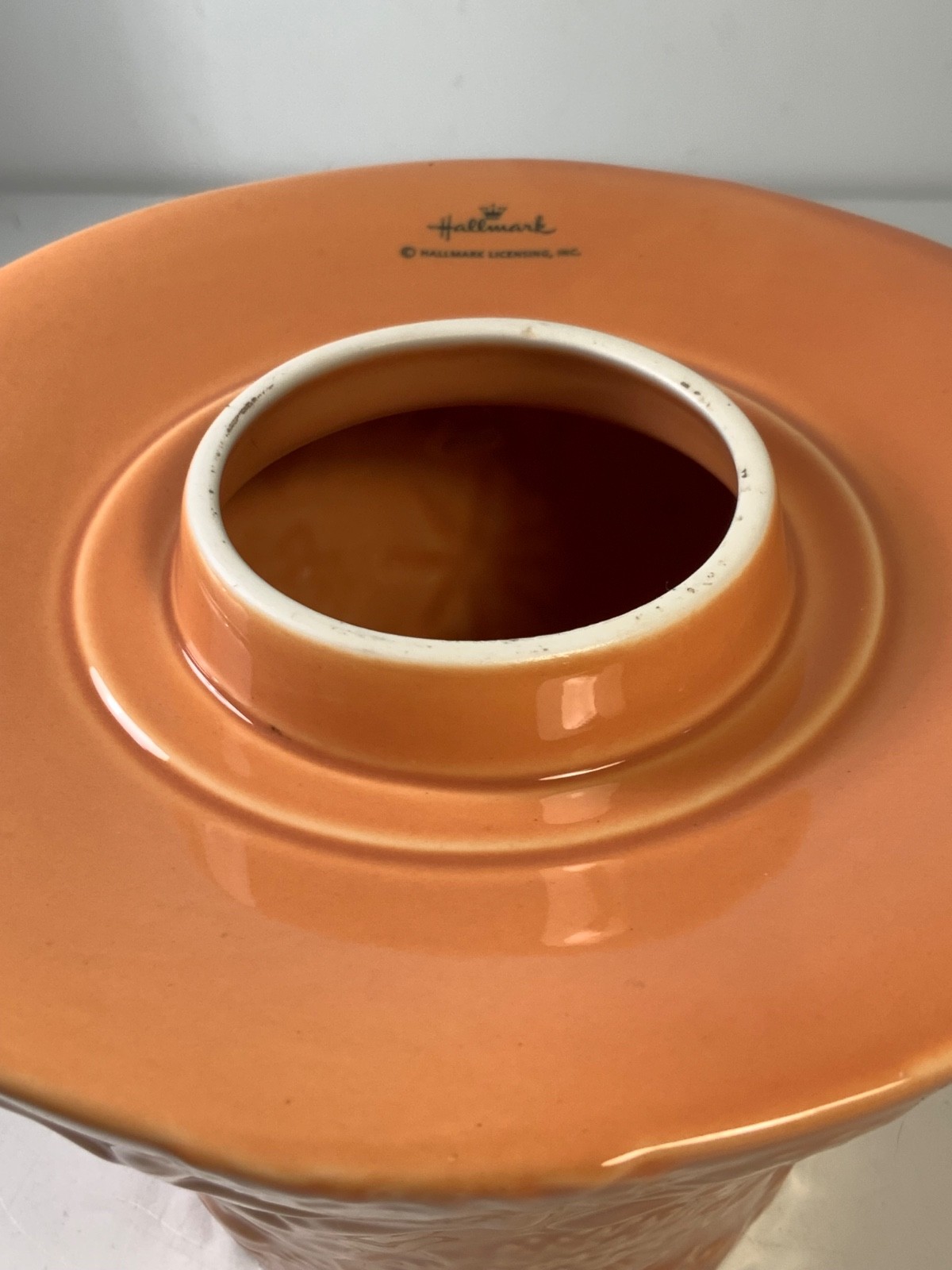 Hallmark Autumn Orange Ceramic Candle Topper 6.75 in.