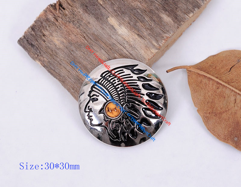 10PC 30MM USA Biker WESTERN INDIAN HEAD TURQUOISE Silver LEATHERCRAFT CONCHOS