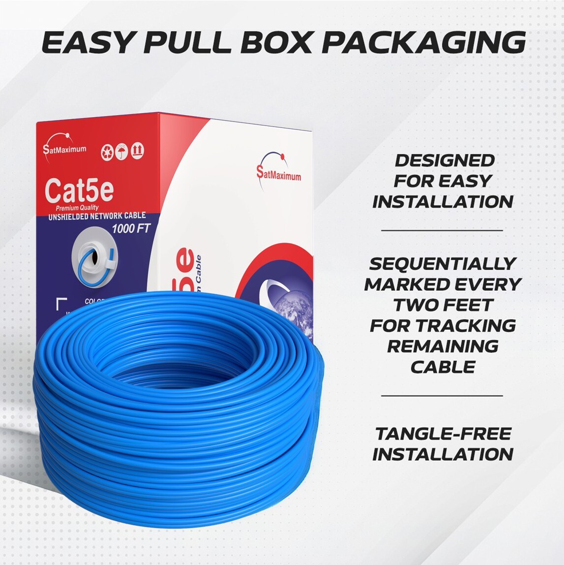 1000ft CAT5e UTP Solid Ethernet Network LAN Cable 24AWG Pull Box Bulk Wire White