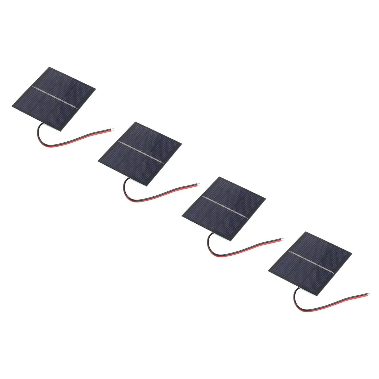 4 Pack 065W 15V Small Solar Panels Wired for Portable Electronics Power 60x80mm