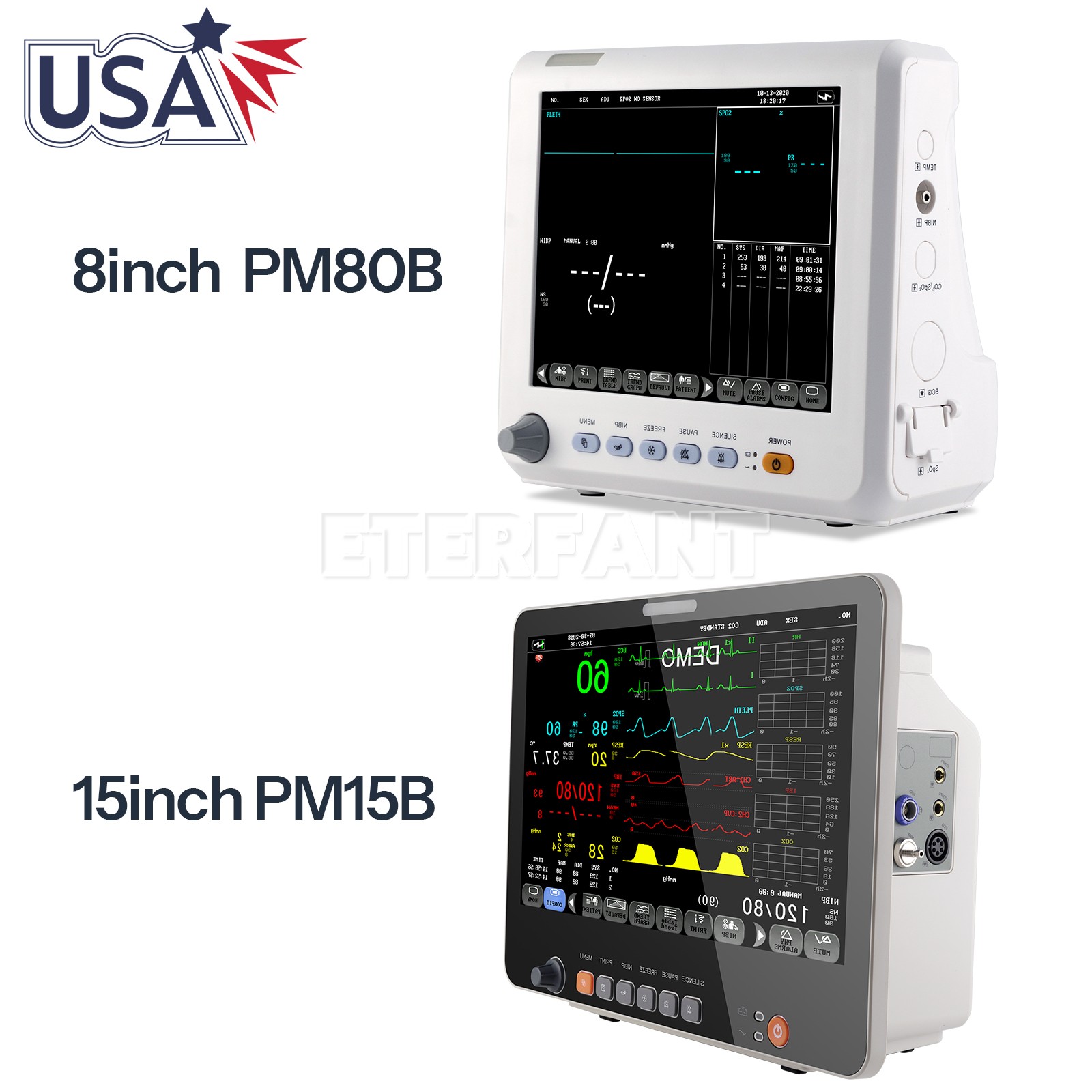 8/15.6 inch Patient Monitor ICU CCU Vital Sign ECG NIBP RESP TEMP SPO2 PR US