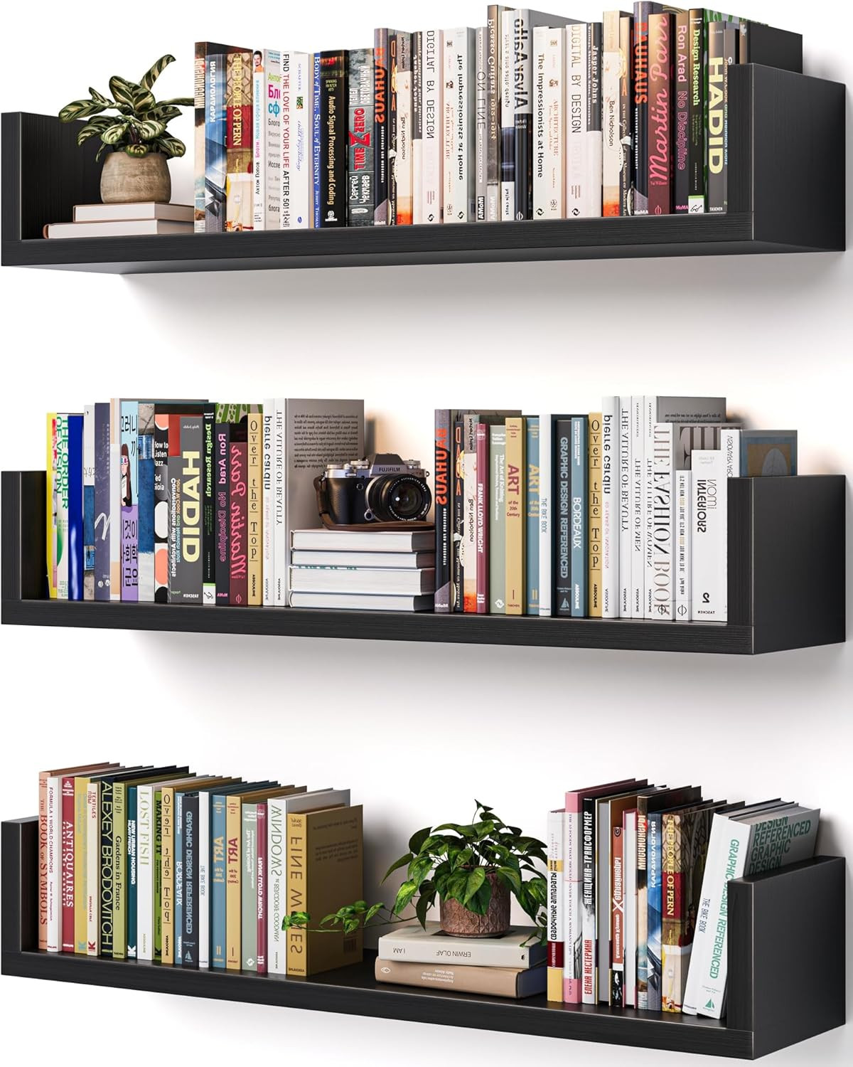 Wall Bookshelf Set of 3 U Shaped Floating Bookshelf Hanging Bookshelves for Wall