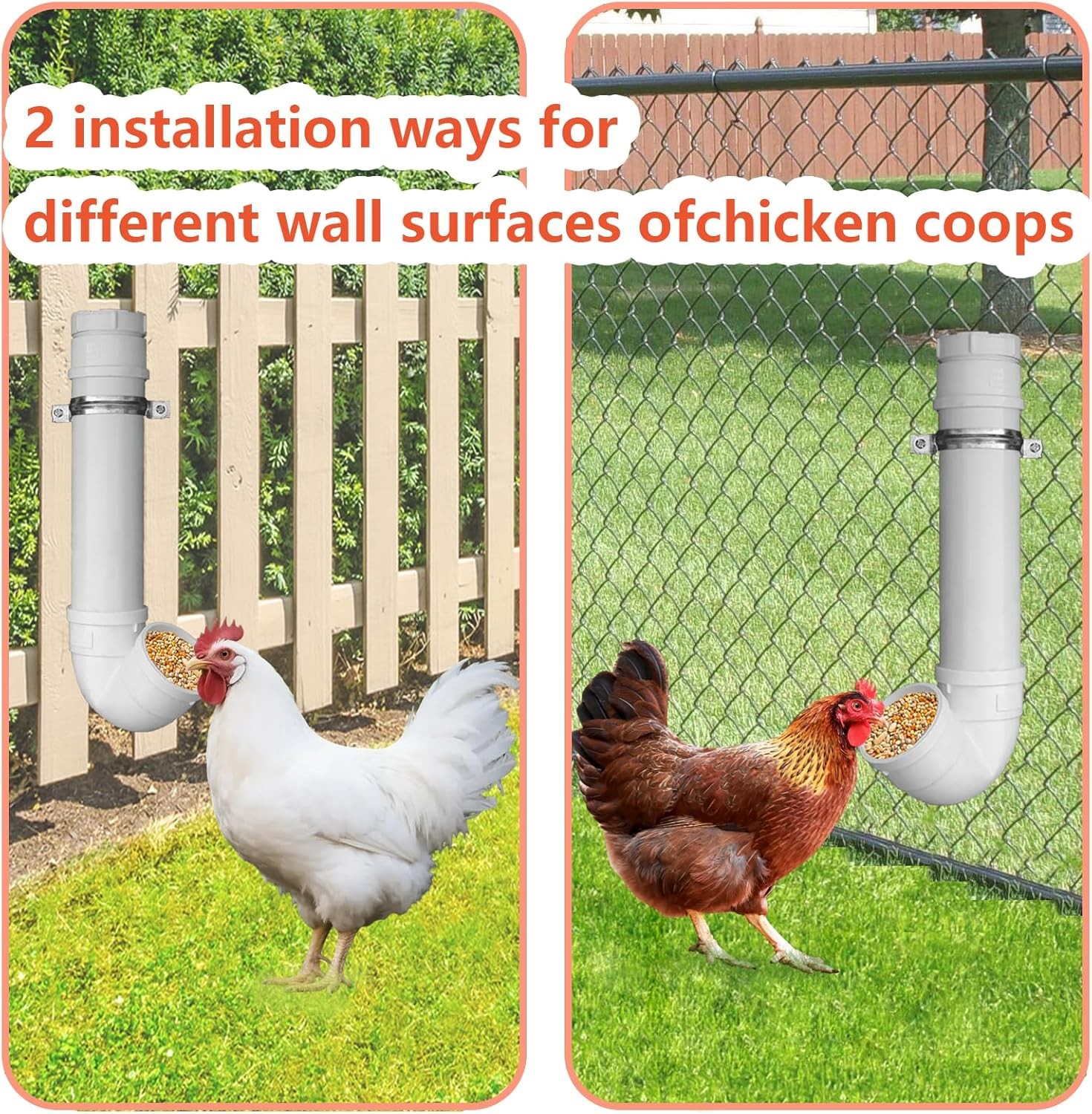 3 Pack Automatic Chicken Feeder No Waste PVC Pipe Chicken Coop Feeder