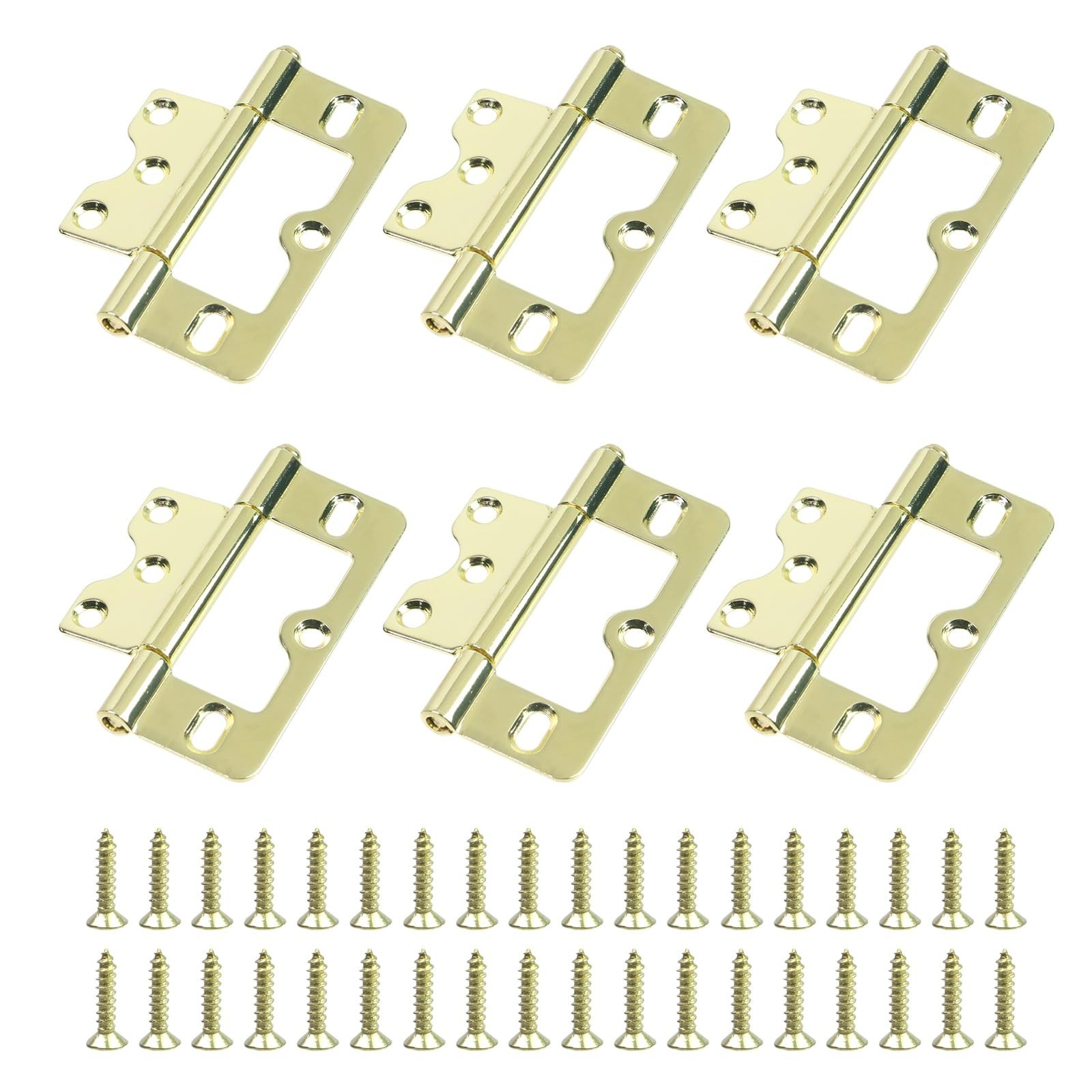 Wealrit 6 PCS Self Closing Door Hinges Gold Heavy Duty Gate Hinge Non-Mortise...