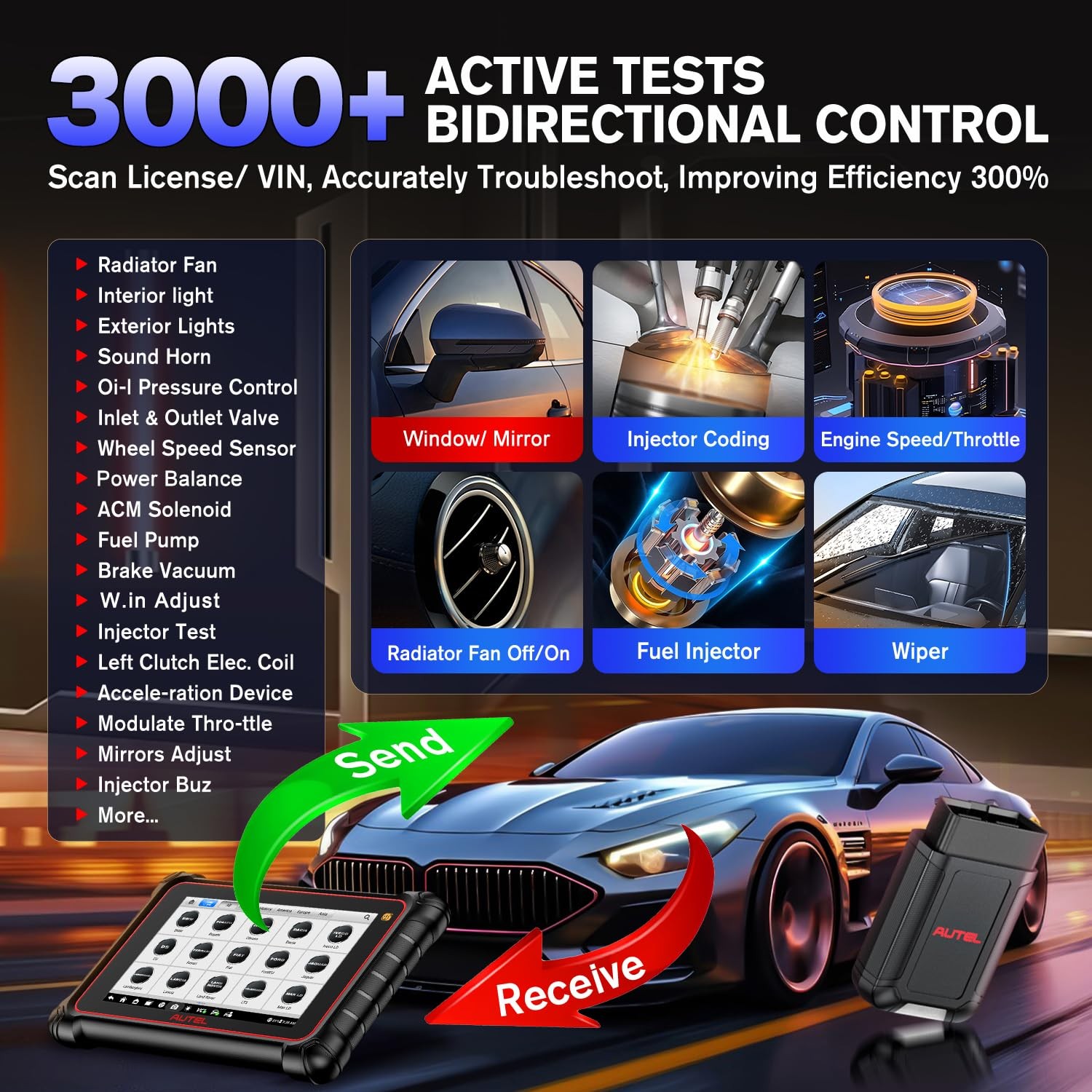 Autel MaxiCOM MK900TS TPMS Programming Reset Diagnostic Bi-directional Scanner