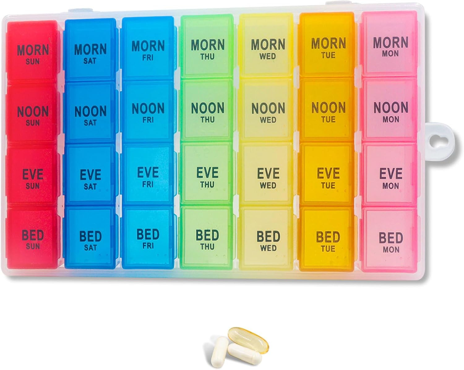 Weekly Pill Organizer 4 Times a Day, 7-Day Pill Boxes, Monthly Medication Org