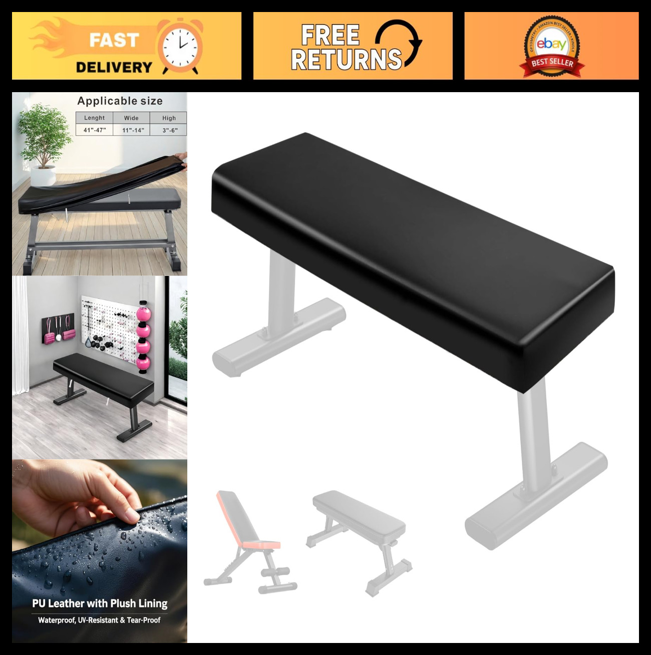 Adjustable Weight Bench Cover - Dustproof, Anti-Slip, Machine Washable Fitness P