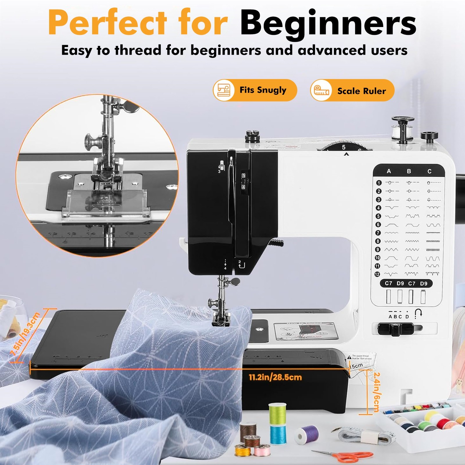 12 Stitches Mini Electric Sewing Machine with Extension Table 113pcs Kit US