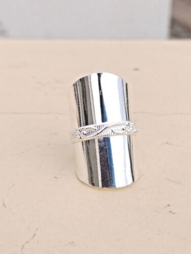 Sterling 925 Silver Wide Cigar Cuff Ring Band Statement Ring Boho Handmade Ring