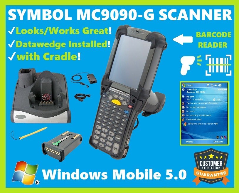 ✅Symbol MC9090-GJ0HJEFA6WR Long Range RF Scanner, Windows Mobile 5.0, Cradle!🔥⭐