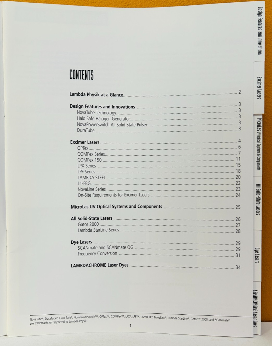 Lambda Physik Product List 2000 Catalog.