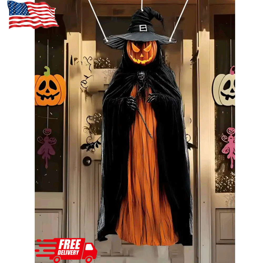 2D Halloween Horror Evil Pumpkin Man hanging Background Cloth Halloween Terror